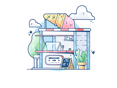 Ice Cream Shack adobe adobe illustrator artwork clean color creative designer dribbble flat flat design graphic design ice cream illustration minimal modern portfolio shot sweet vector art