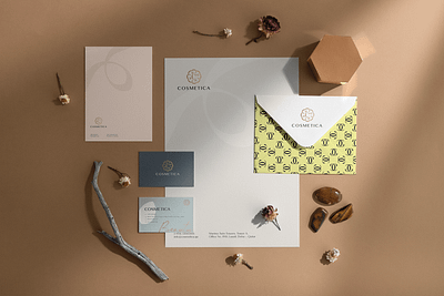 Cosmetica brand design. brand branding branding mockup brochure business card download free freebie identity letterhead logo mockup mockupcloud portfolio presentation psd showcase stationery template typography