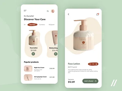 Cosmetics Store App app catalog cosmetics cream design ecommerce face care marketplace mobile mvp online products purrweb react native shopping skin care startup store ui ux