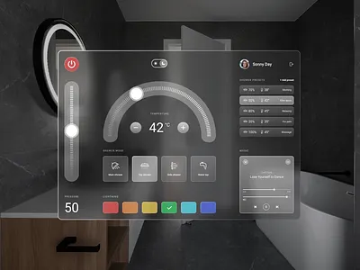 Touch panel for the smart shower interface interface shower smarthome ui ux