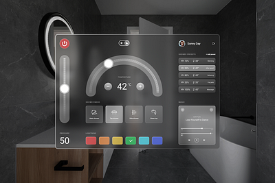 Touch panel for the smart shower interface interface shower smarthome ui ux