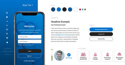 Healthcare Mobile App Style Tile app clean color palette design sytem healthcare mobile mobile app modern simple style guide style tiles styletile