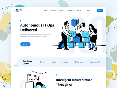 Playoffs cloud landing page design classic design clean colorful design fresh illustration landing ui ux vector