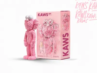 KAWS BFF Pink Edition Packaging branding design digitalart graphic design illustration type typography