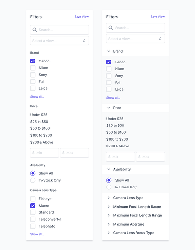 Advanced Filtering checkbox checkboxes dashboard date ecommerce filter filters indiana indianapolis innovatemap radio range saved view segment segmentation selector ui view