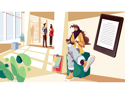 A girl studying art! 2d character 2d illustration art artist colorful designer flatdesign illustration illustrator kimba study university vector