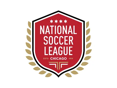 National Soccer League Chicago branding chicago crest eagle feathers football futbol league logo national red soccer soccer badge soccer crest sports star wings wreath