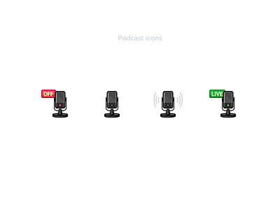 Podcast icons audio broadcast design icon icondesign live livestream onair platform podcast podcasting radio record streaming vector voice