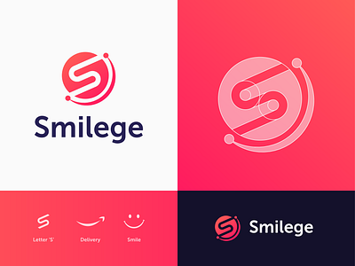 Smilege Logo Design app brand identity branding delivery ecommerce emoji design gradient logo logo design logo designer logo inspiration logotype minimalist logo mobile modern logo online shop red smile smile smile logomark smiley face ui