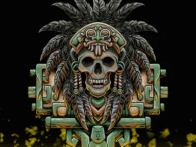 Indian Skull 02 american apparel art branding clothing culture dark death design graphic design illustration indian logo skeleton skull vector
