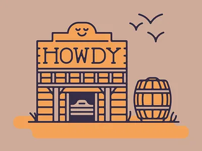 Howdy Saloon cowboy cute desert flat illustration minimal southwest vector