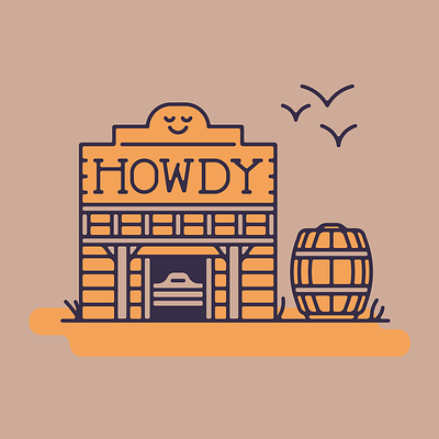 Howdy Saloon cowboy cute desert flat illustration minimal southwest vector