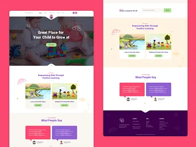 Kindergarten & Preschool Landing Page Template children clean ui colorful day care education hero banner hero image kids kindergarden kindergarten landing page design minimalist nursery nursery rhyme preschool responsive web design toddler toddlers uiux design web design