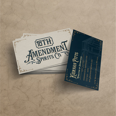 18th Amendment Business Card Design brand brand identity branding business card business card design card design distillery graphic design illustration logo logo design print design spirits