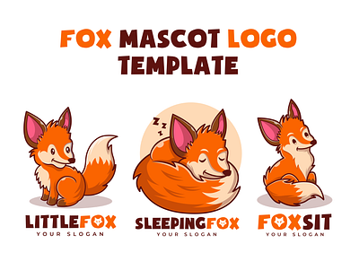 Cute Fox Mascot Cartoon Logo branding carnivore cartoon cute cute animal design element fox fox illustration icon illustration joviming logo logodesign mascot nature template wild