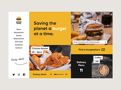 BURGERPLACE landing page app flat minimal ui unsplash ux web