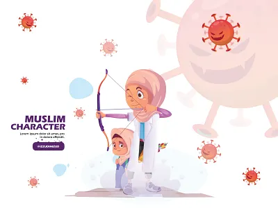 Different Muslim Character - Illustration book cartoon character children coronavirus covid19 design doctor graphic graphicdesign hospital illustration muslim muslimah vector virus web elements