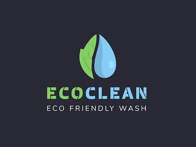 ECOCLEAN branding cleaning logo design flat icon icons logo logodesign water logo