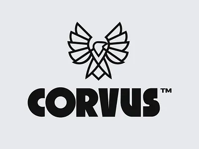 Corvus Logo bird logo branding corporate corvus crow custom lettering custom type eagle illustration lettering lineart linework logo logotype raven thick stroke vector