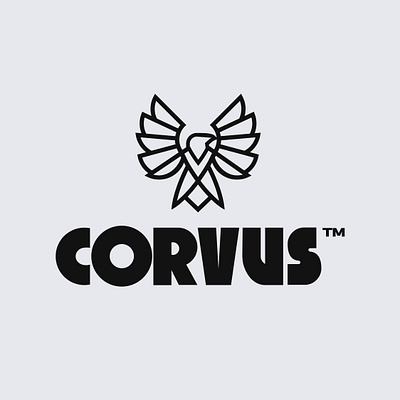 Corvus Logo bird logo branding corporate corvus crow custom lettering custom type eagle illustration lettering lineart linework logo logotype raven thick stroke vector