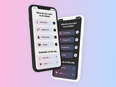 Workout - UI Design app design dailyui dark fit fitness gym light mobile model ui uiux workout