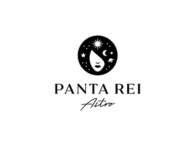 Panta Rei Astro astrology head icon logo mark moon panta planets portrait rei spark star sun symbol woman