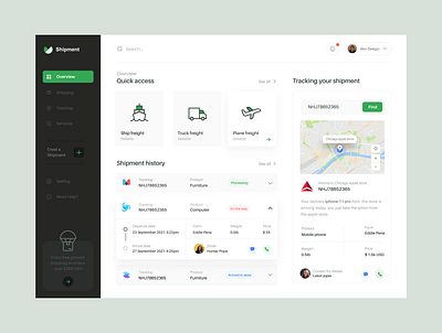 Shipment _ Dashboard clean dashboard design history landing plane shipment shipping shipping management tracking truck ui ux web website zihad