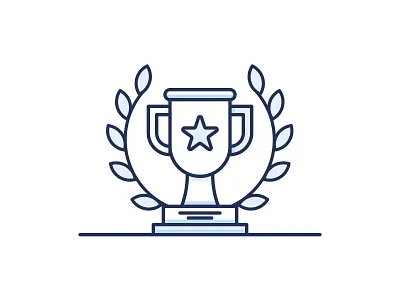 Trophy achievement badge blue championship clean icon illustration prize reward trophy