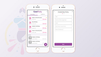 Party app app application calendar crate design form party ui ux vector