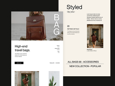 Travel bags fashion store bag branding clean design header minimal shop store travel typography ui ux web