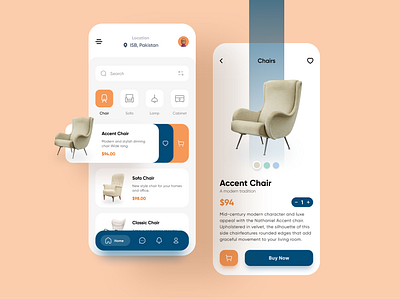 Furniture Mobile App concept creative design eccomerce figma furniture design furniture store interface minimal mobile ui modern online shop uidesign visual design