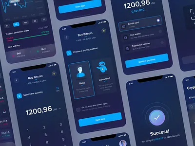 CryptoTrade App - Buying Process clean crypto crypto currency crypto exchange crypto wallet dark app dark mode dark ui design figma glass effect glassmorphism process ui