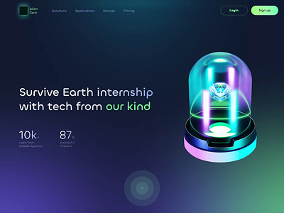 Landing page for alien tech shop 3d 3d art alien animation background blur blender blender3d concept diamond jem landing page product page ui