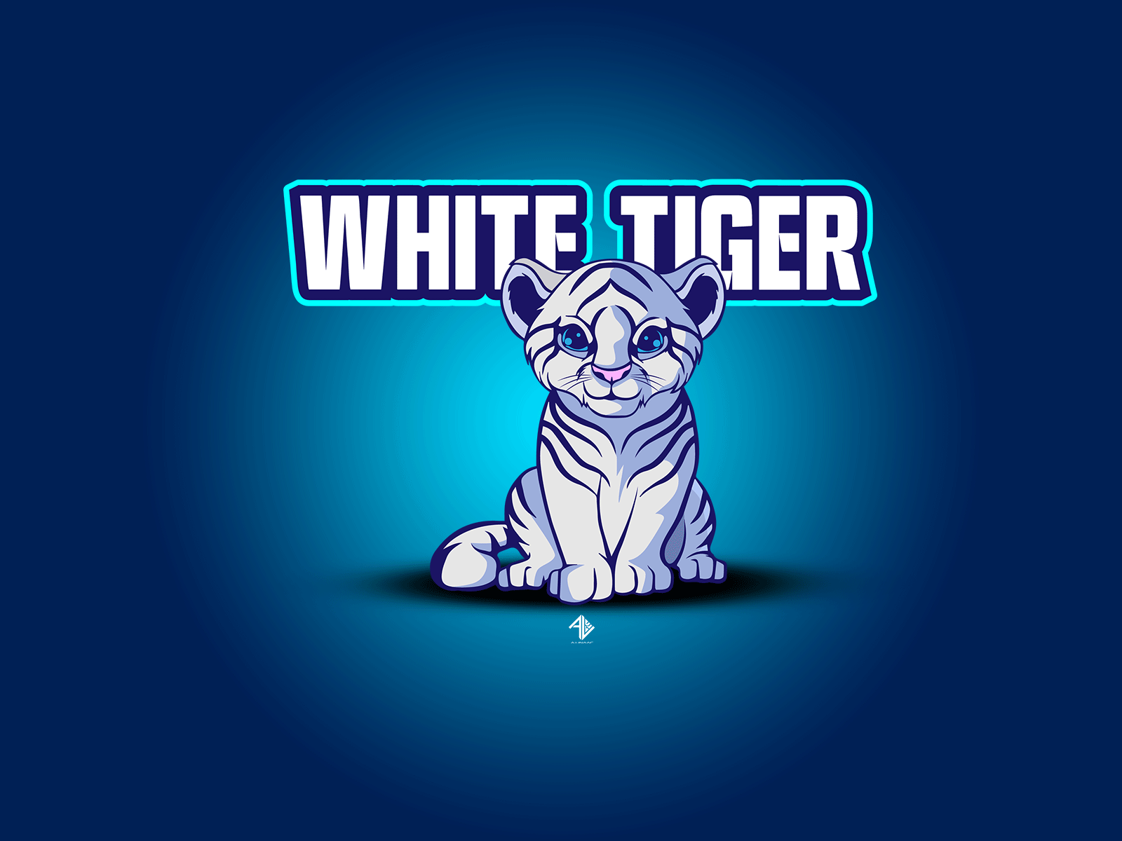 white tiger 2d animation illustration vector