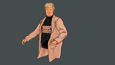 Trump walking illustration photoshop trump
