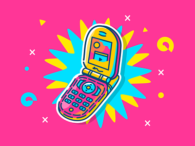 Flip 90s cell cellphone flip fliphone illustration