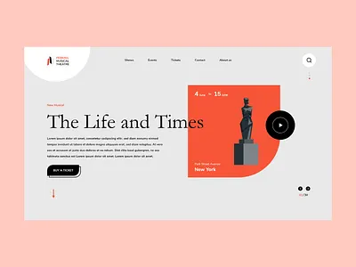 Theatre Website Design Concept landing page landing page ui minimal website design shop website ui ui ux user experience design ux web design website design