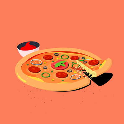 Pizza 2d adobe illustrator cartoon daily design drawing flat food illustration pizza procreate sketch styleframe texture vector