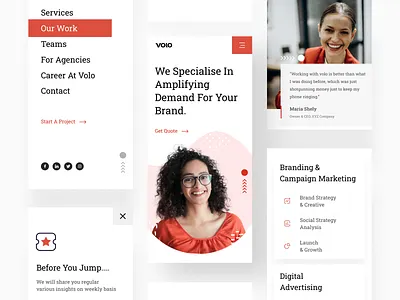 Agency mobile responsive UI agency design details exploration feedback figma interface menu mobile design newsletter responsive trendy ui uidesign visual design