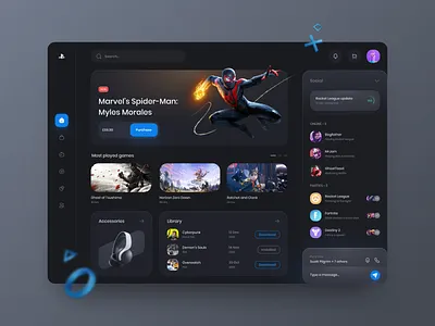 PlayStation Dashboard app app design dashboard dashboard app games gaming interface playstation sony ui ux video game webdesign website