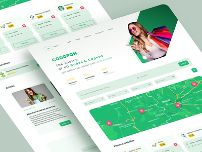 Codopon Website UI/UX Design coupon coupon app coupons design discount discount finder ecommerce landing page map mehza minimal minimal design offers online shop promotion search bar shopping shopping app ui ux
