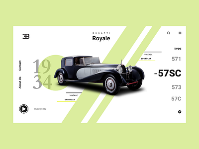 Bugatti Royale Type Vintage Car Website Design automobile automotive design branding car app car website classic car website design landing page ui shop website ui ui design ui ux user experience design user interface design ux vintage car website concept website design website ui design website ui ux