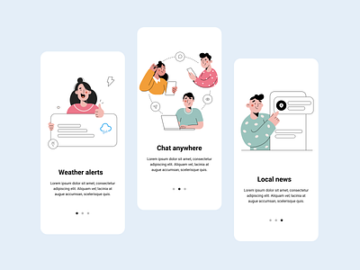 On boarding page app design illustration oneboarding splashpage ui vector