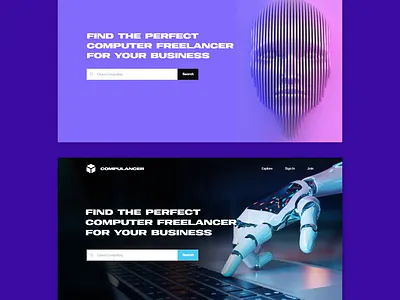 Computer Freelancer Website Hero Image Designs adobe xd hero banner hero image hero images web design web designer web interface web ui website design