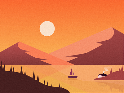 Mountains design dribbble gradient gradients hills illustration mountains noise sun texture