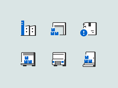 Manufacturing icons delivery factory figma flat icon icon design icons illustrations line logistics manufacturing minimal minimal icons package transport truck vector warehouse