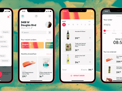 Let's snack that! app design branding design concept food delivery app icons mobile ui typogaphy ui ux