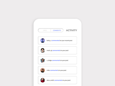 Activity Feed UI dailyui dailyui047 dailyuichallenge design designer logodesign minimal ui uiux userinterface ux