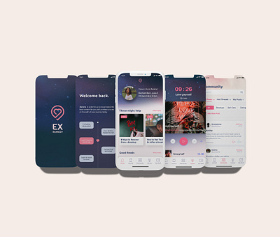 Breakup Recovery Mobile App app design figma mobile ui product design ui wellness app