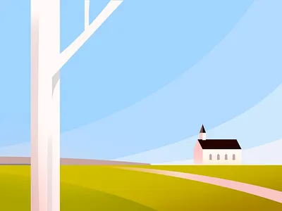 untitled canada church graphic illustration landscape sky storm tree untitled